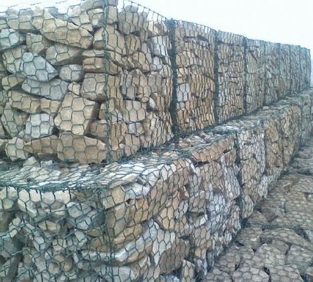 Galvanisasi 80*100mm 2mm Gabion Wire Mesh Basket Tenun Kuat