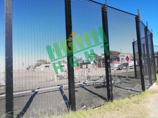 358 Anti Climb Security Fence Black Powder Coated Tampilan yang jelas
