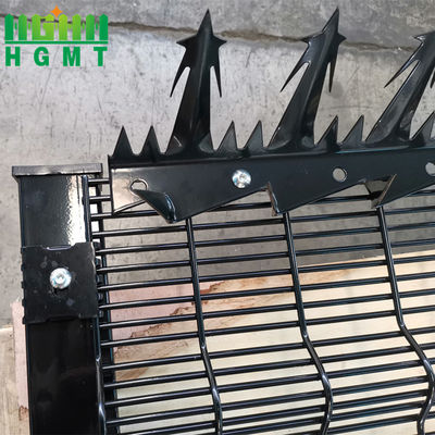 2.4M High Black Powder Coating Security Perimeter 358 Penjara Pagar Panel Dengan Spike