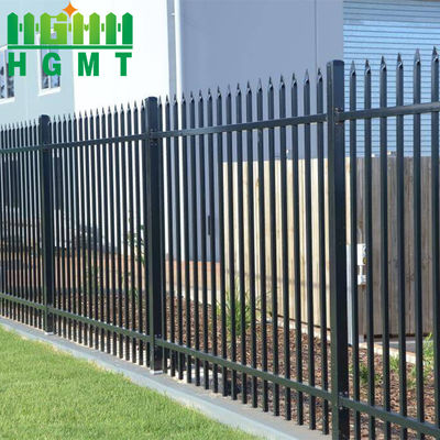 Tubular Steel Garden Fence Modern Zinc Steel Metal Fence Hitam Galvanized 6x8 Keamanan Dipotong Besi Datar Atas Panel Steel Fence