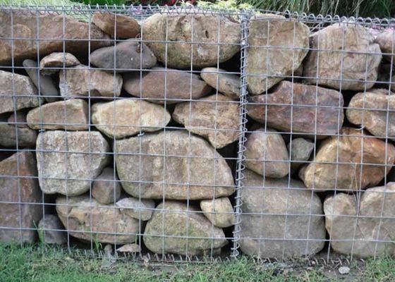 OHSAS PVC Lapisan Gabion Kotak 2m Galvanis Steel Kandang Untuk Batu