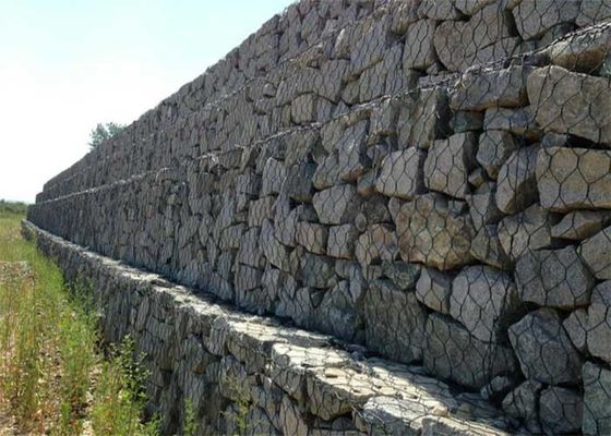 ISO9001 Woven Galvanized H2m Gabion Fence Wall Di Tempat Pertanian